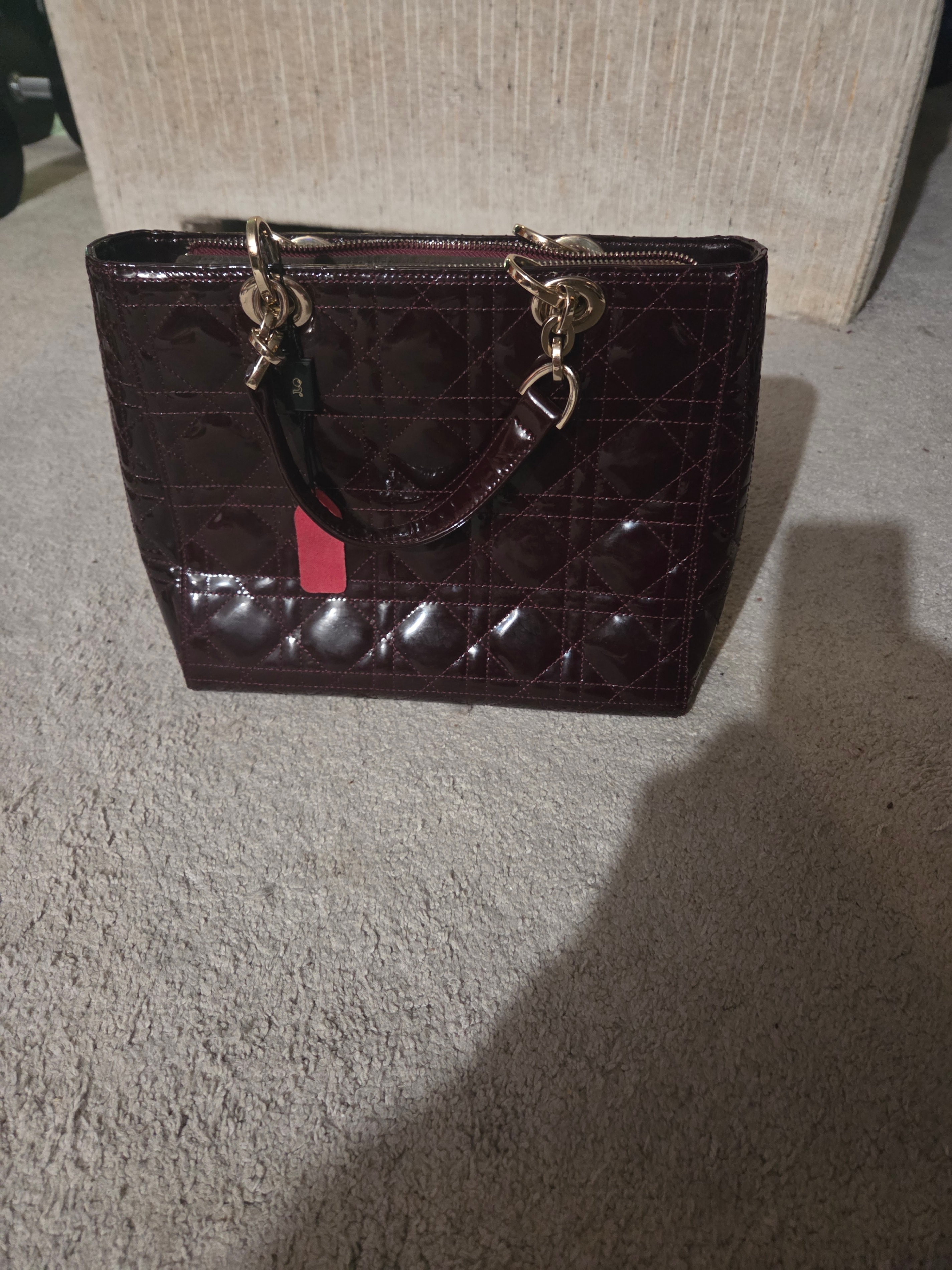 MINT Aimaily Quilted Patent Leather Style Handbag, Deep Burgundy