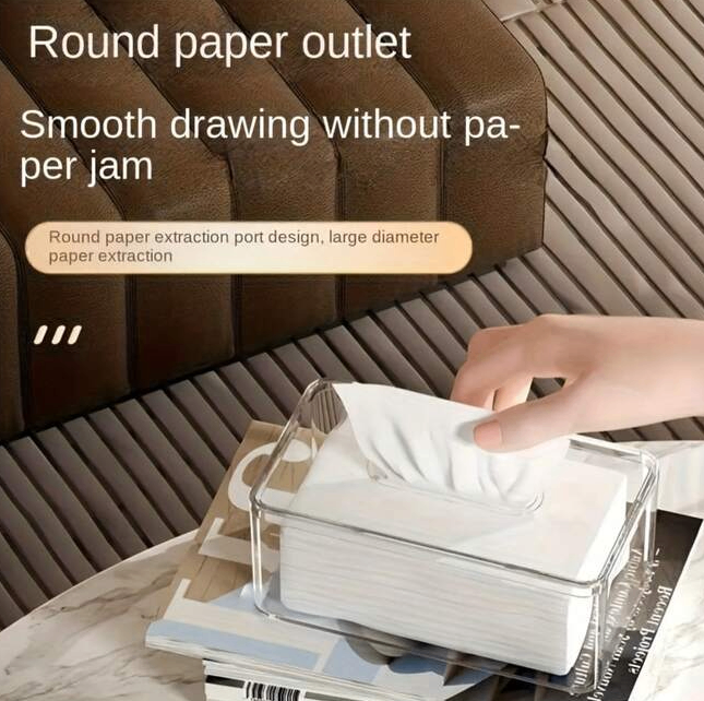 Clear Acrylic Tissue Box with Smooth Paper Exit - photo 2