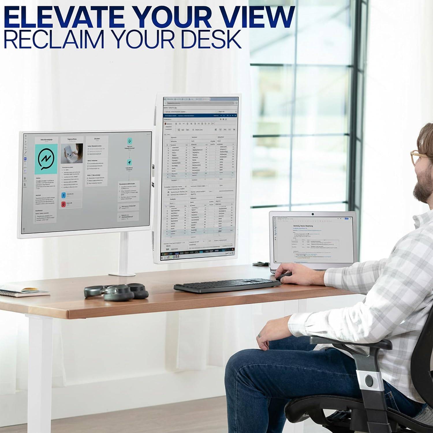 New VIVO White Dual 13 to 27 inch Monitor Desk Mount Stand