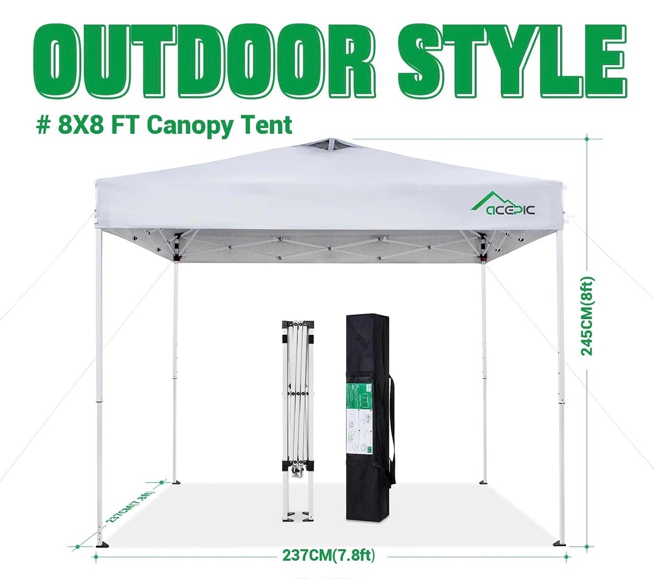 Canopy Pop Up Tent Portable 8x8 Shelter UV+Rain Protect+Carrying - photo 4