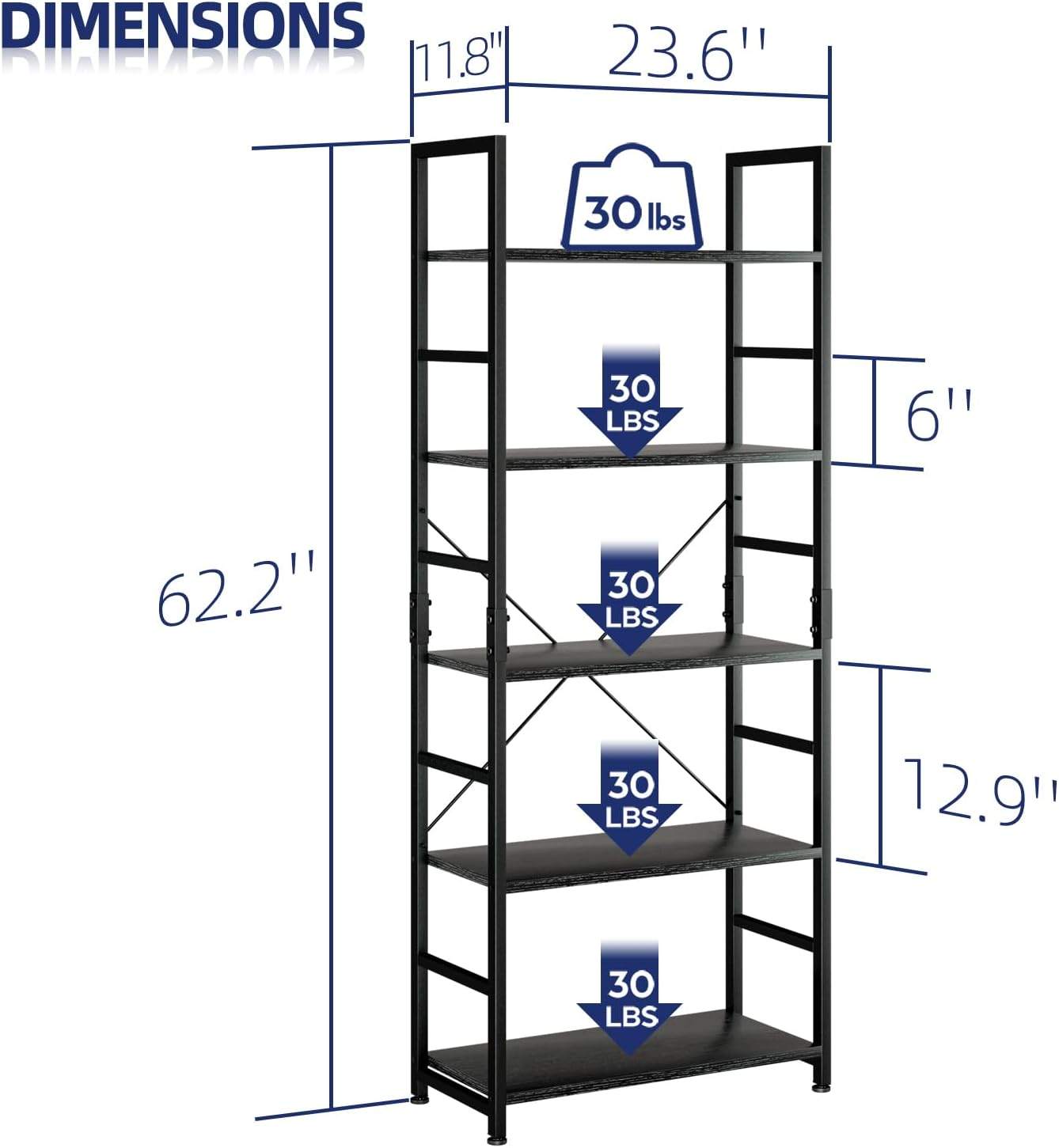 NUMENN 5 Tier Bookshelf - photo 5