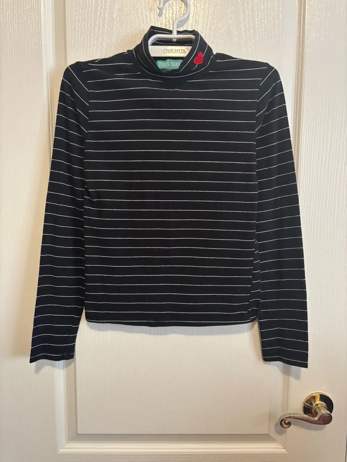 Women’s Black Striped Turtleneck Long Sleeve Top - photo 2