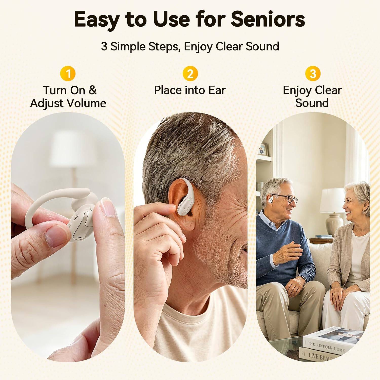NEW~ OTC Rechargeable Hearing Aids, Noise Reduction, Cream - photo 5