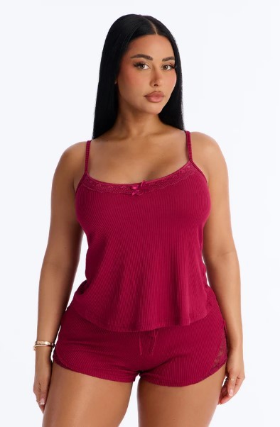 FashionNova-Dream Forever Ribbed Cami PJ Short Set