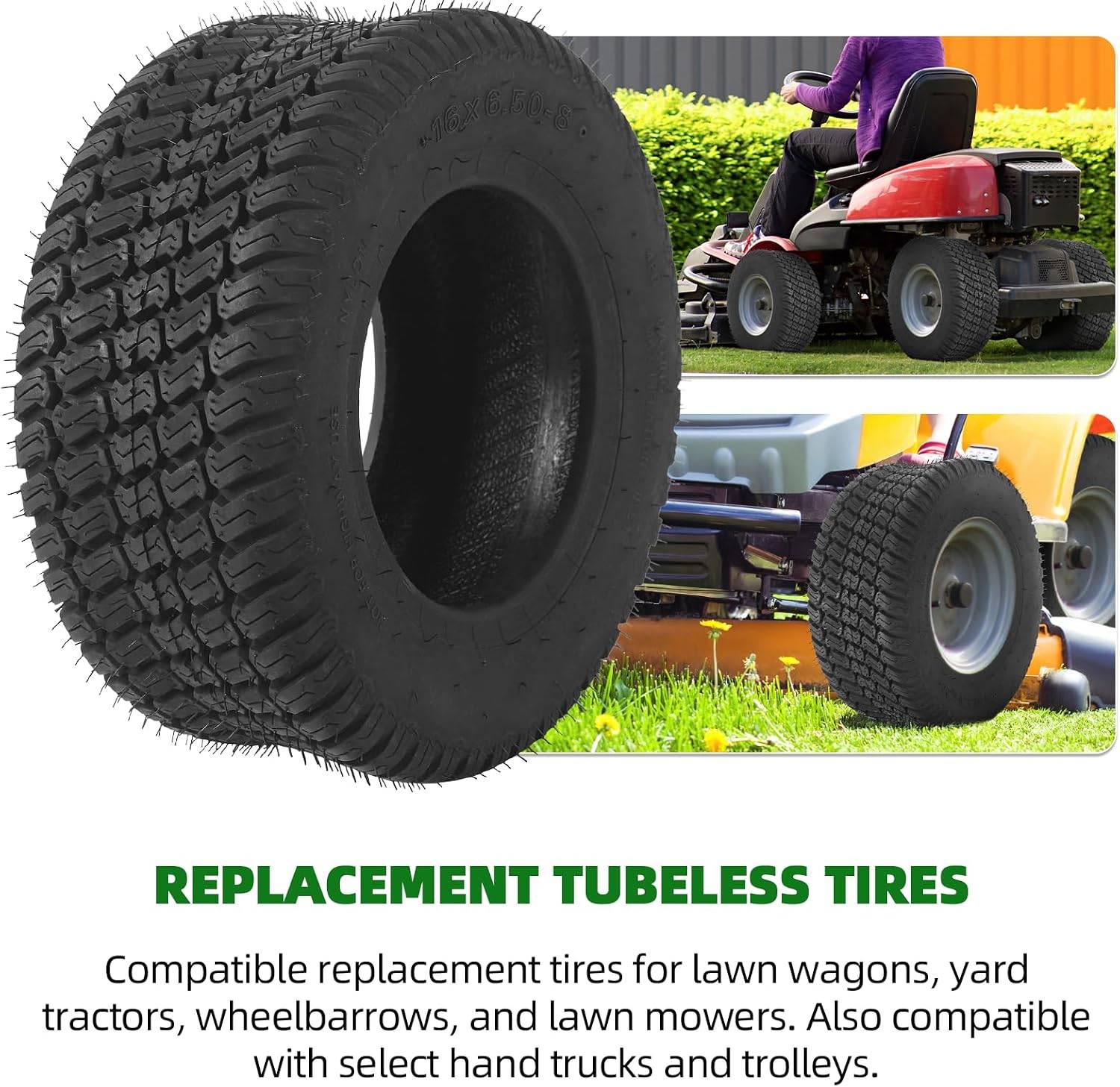 6x6.50-8 Lawn Tractor Tires 4PR Tubeless – 2 Pack - photo 4