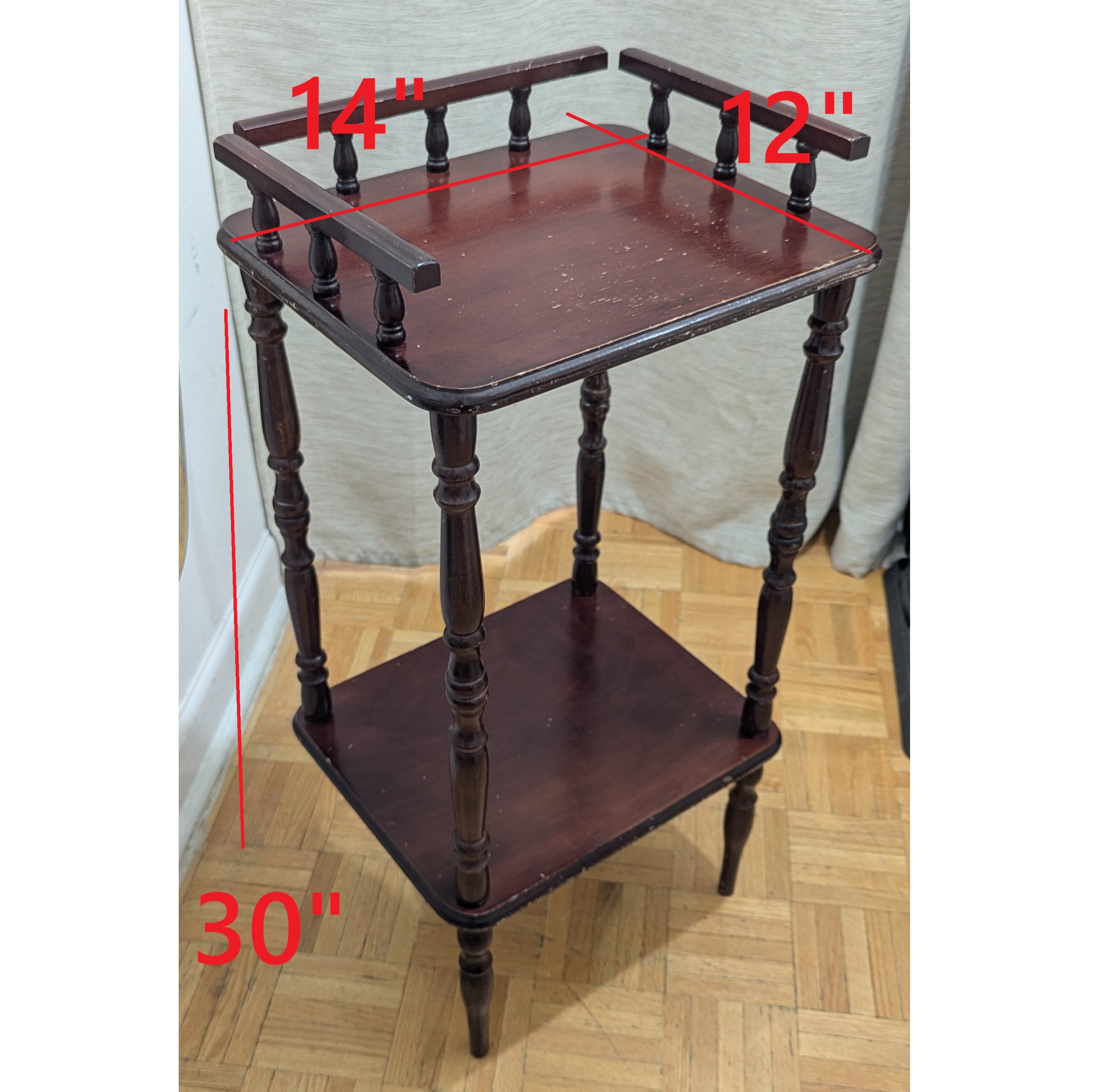 Vintage Table Display Plinth Stand Table Wood Side Stand Shelf