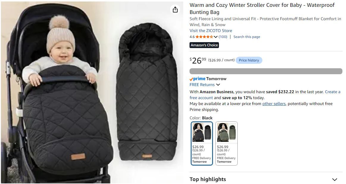 NEW~ Baby Winter Stroller Cover Bunting Bag - photo 5