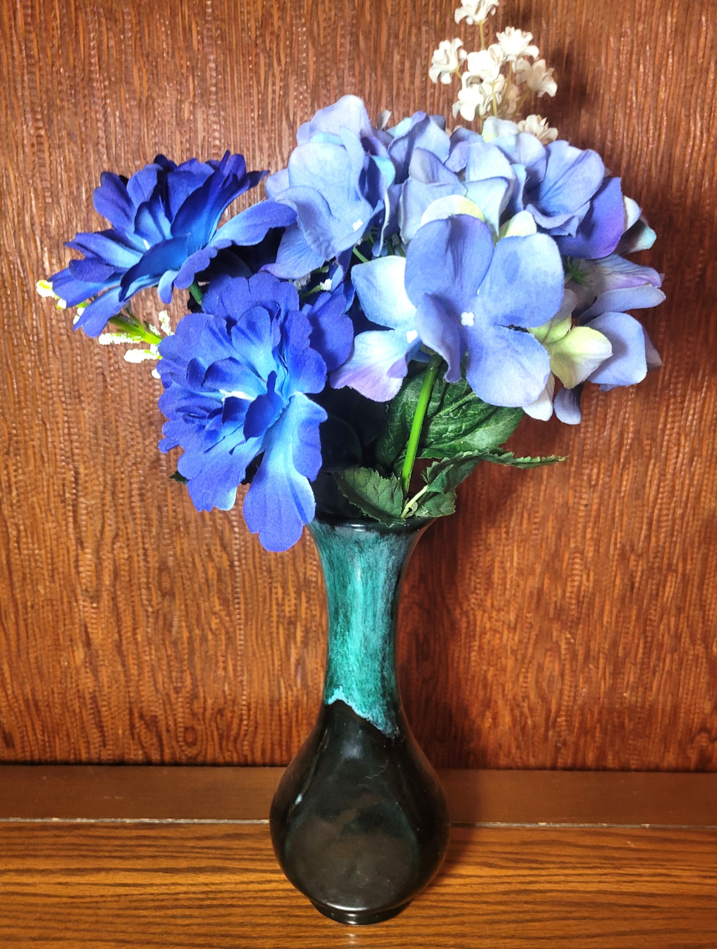 1970s Blue Mountain Pottery Green Black Drip Glaze Bud Vase - photo 3