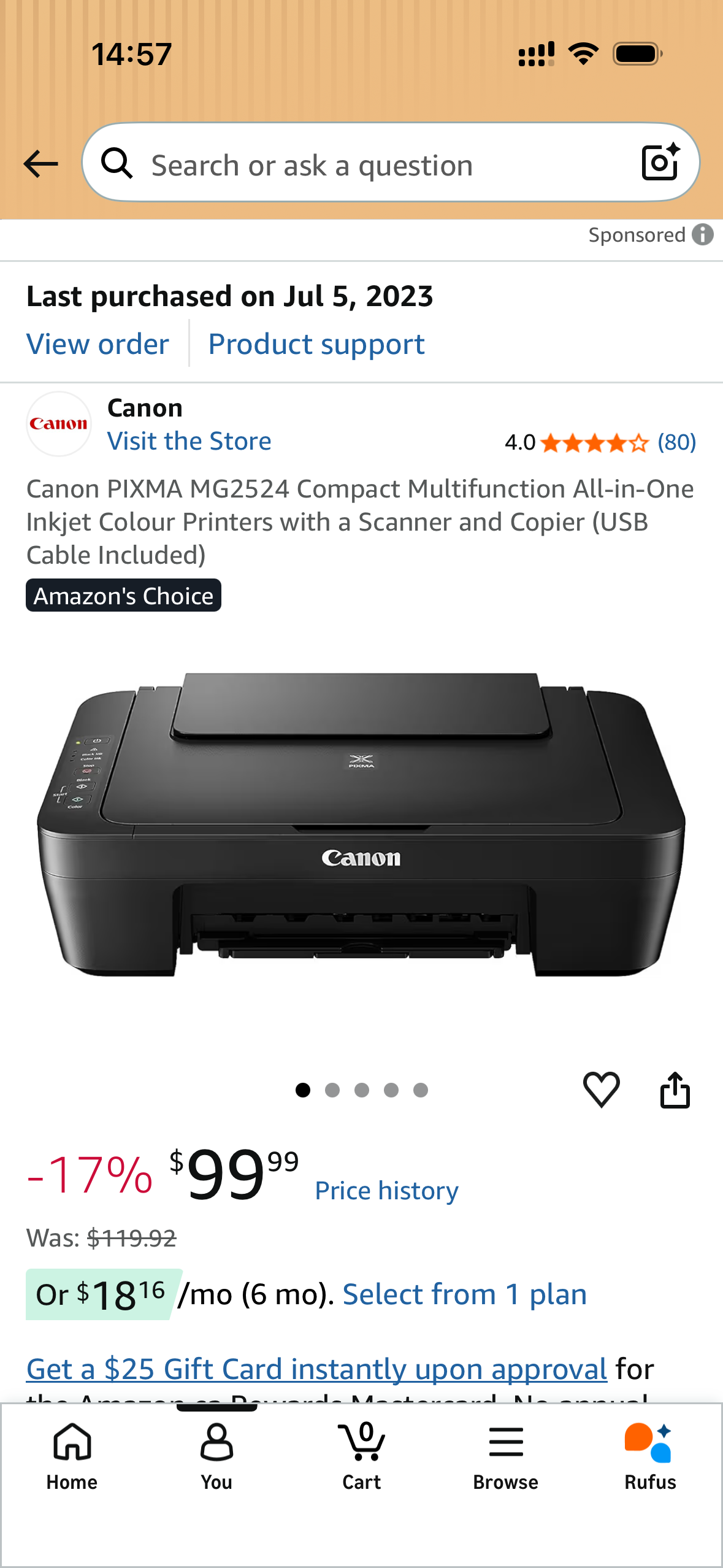 Canon All-in-One Inkjet Printer & Ink