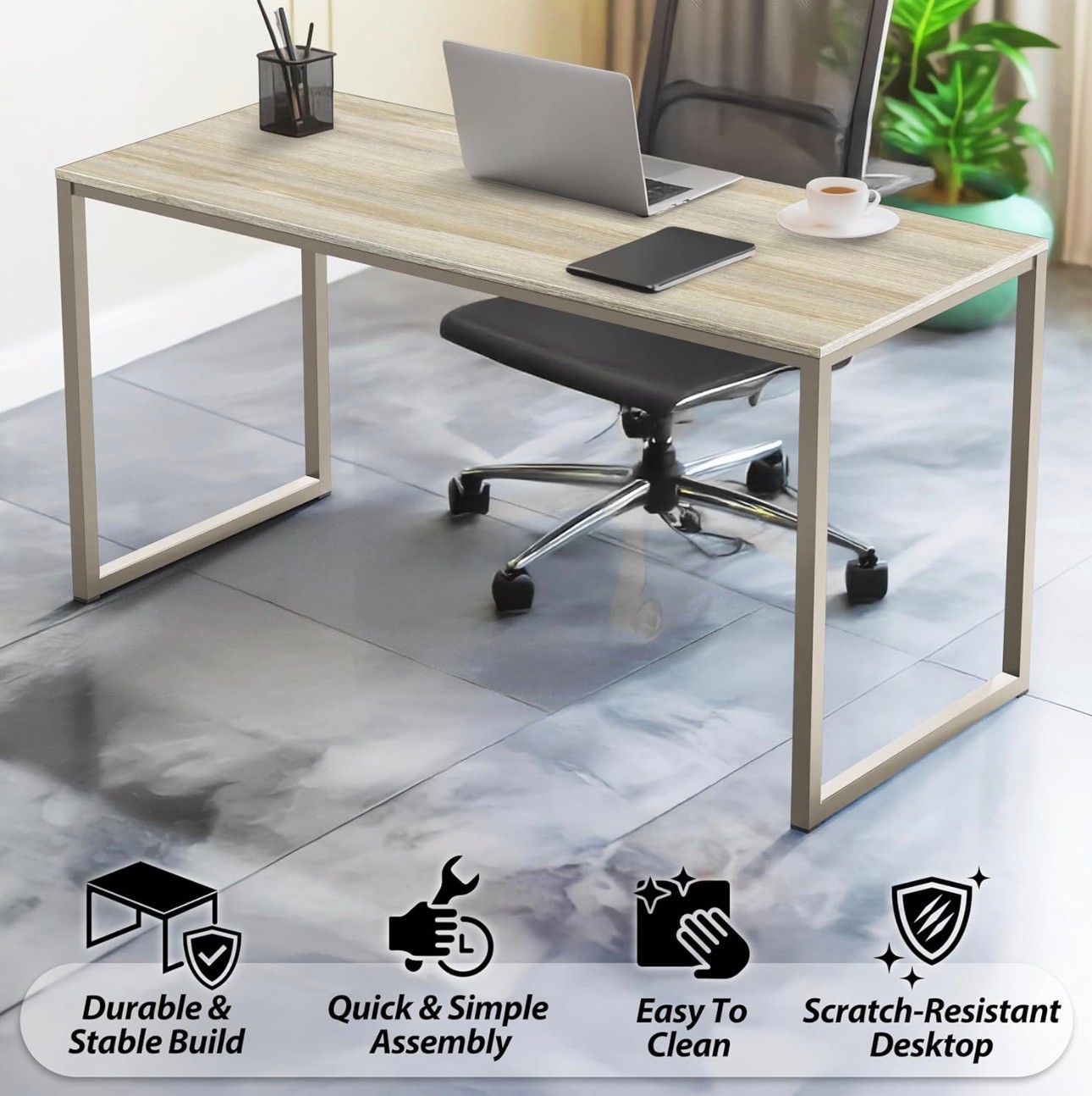 SHW Mission-Style 48" Minimalist Home Office Computer Desk Maple - photo 3