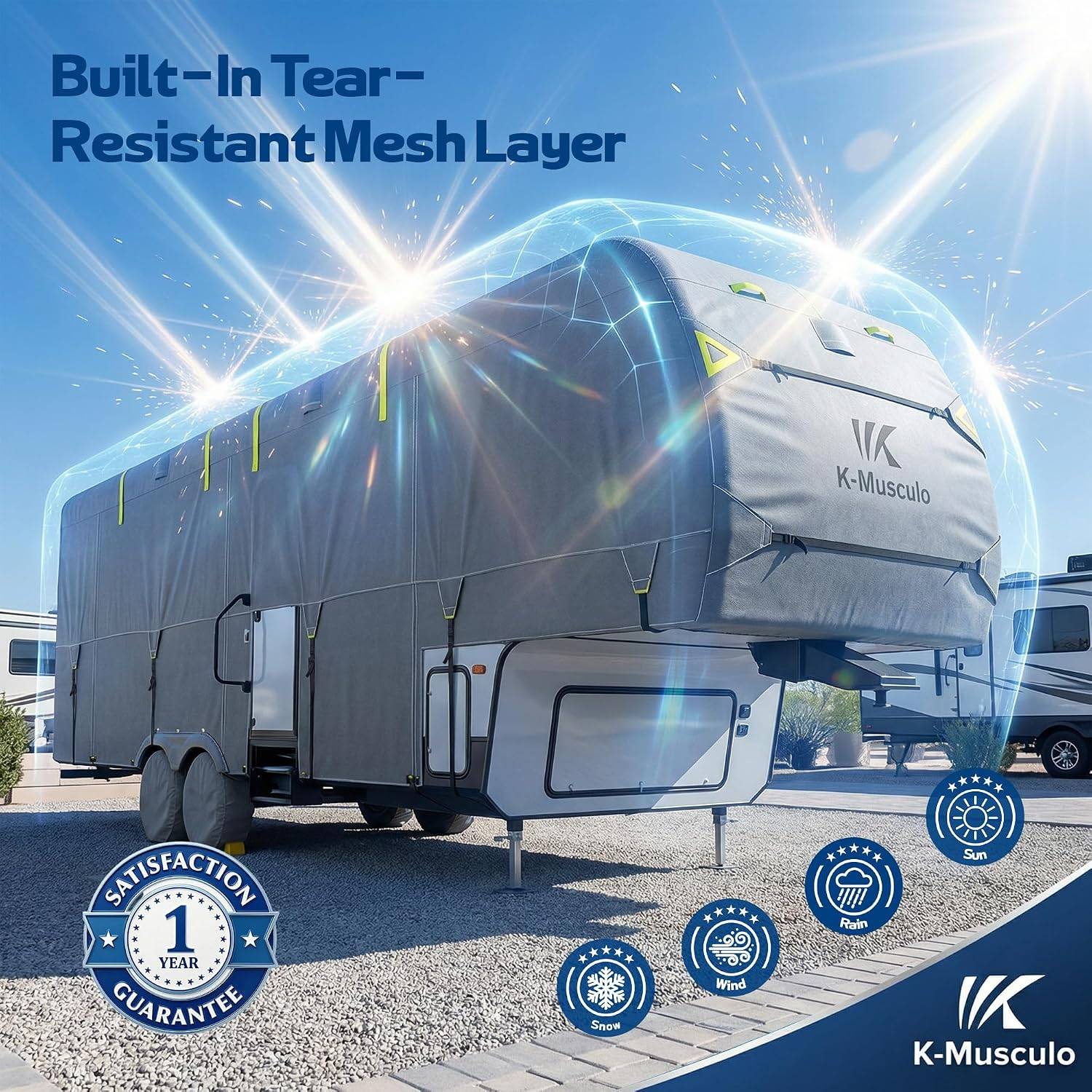 5th Wheel RV Cover 20-23FT,6 Gutter Covers & 4 Tire Covers - photo 4