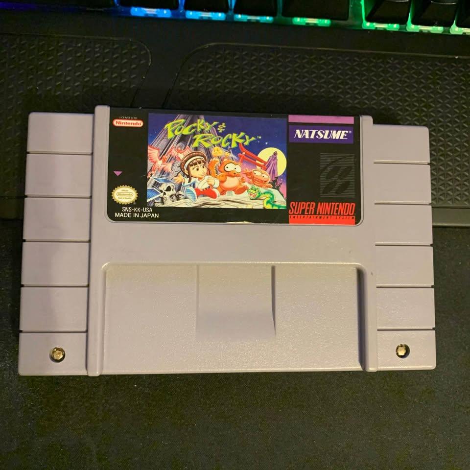 Pocky & Rocky Super Nintendo Game Cartridge