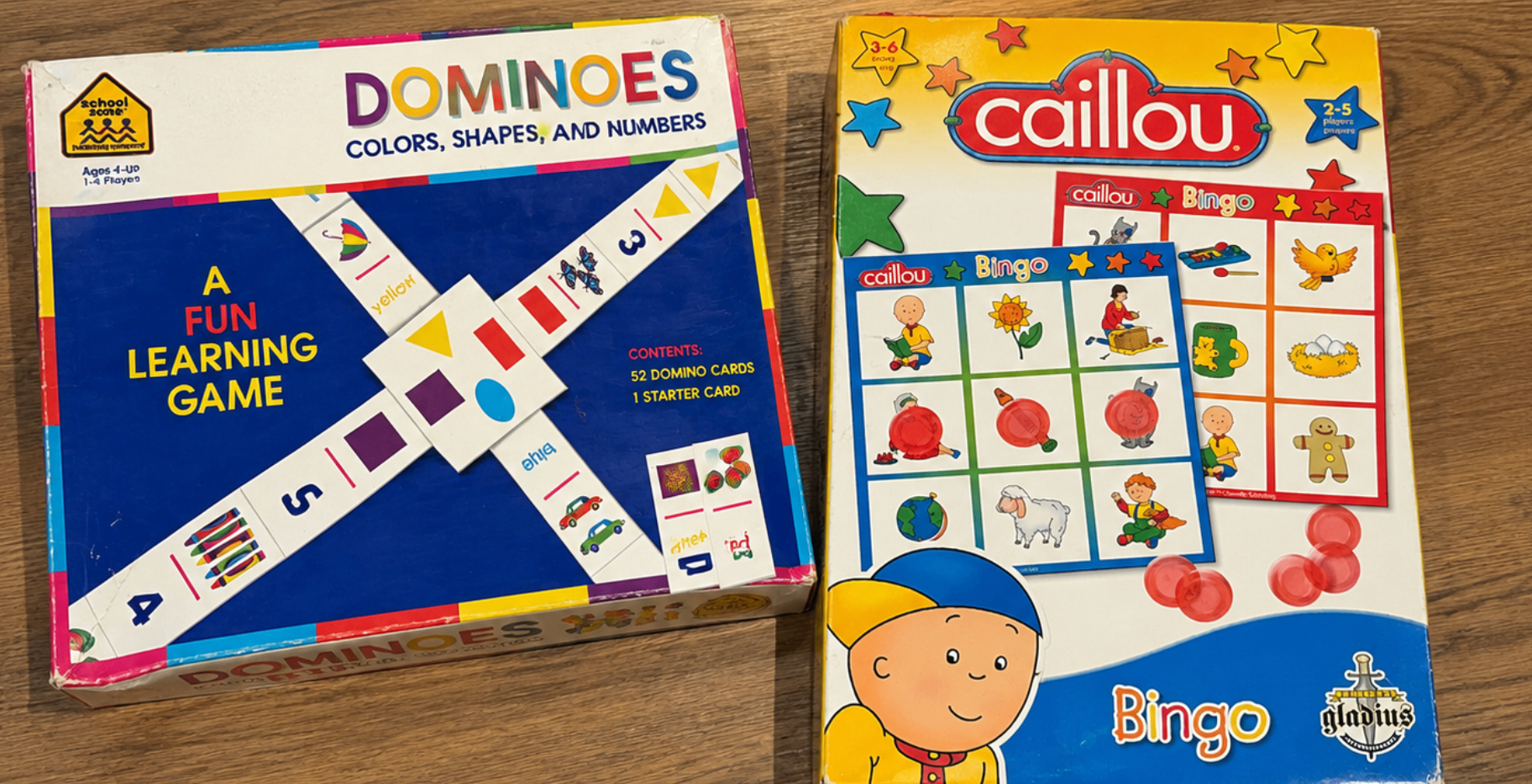 Kids Learning Games Bundle – Dominoes + Caillou Bingo