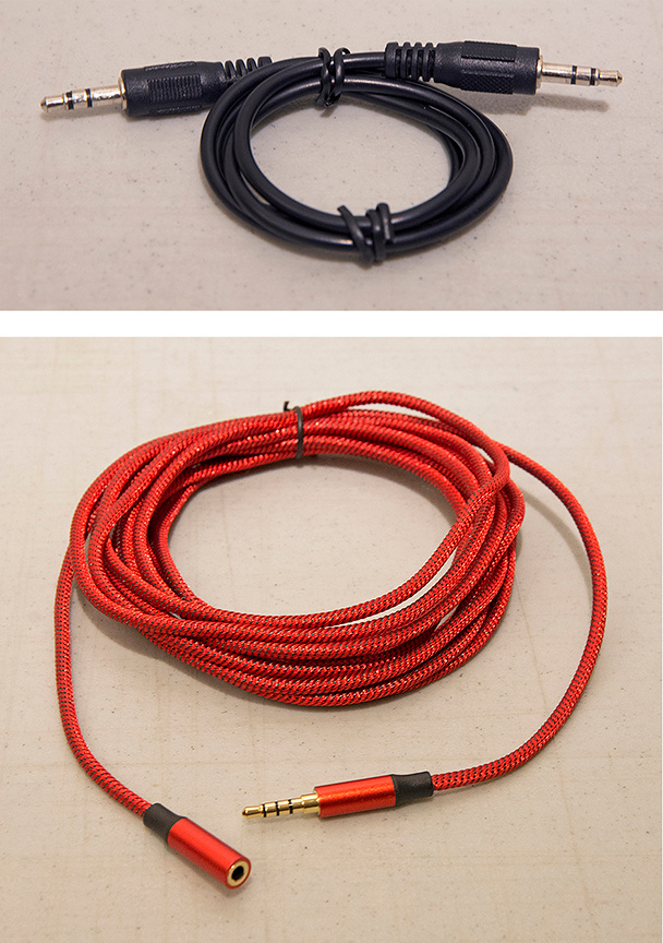 2-foot Aux Cable + 13-foot Headphone Extension Cable (New)
