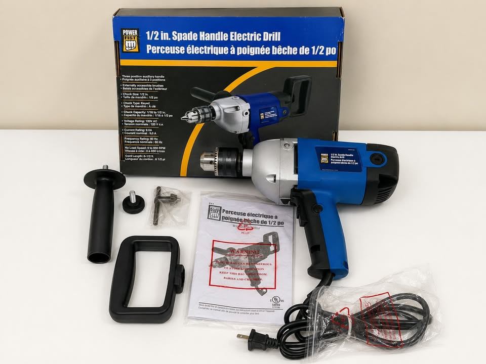 Power Fist 1/2 in. Spade Handle Electric Drill