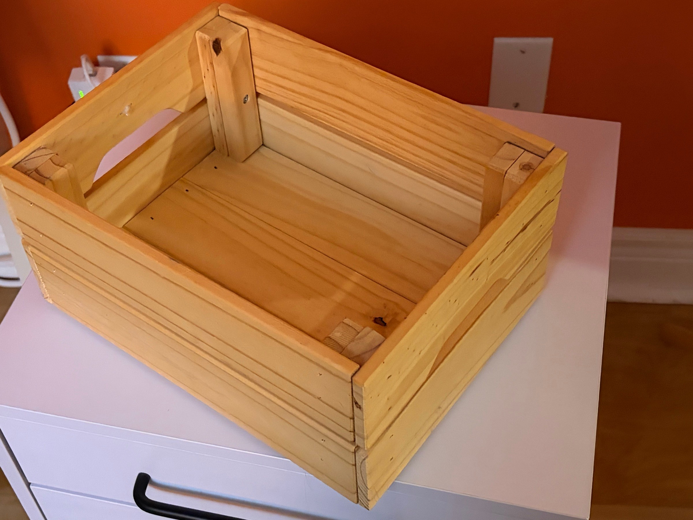 Wooden slatted storage crate