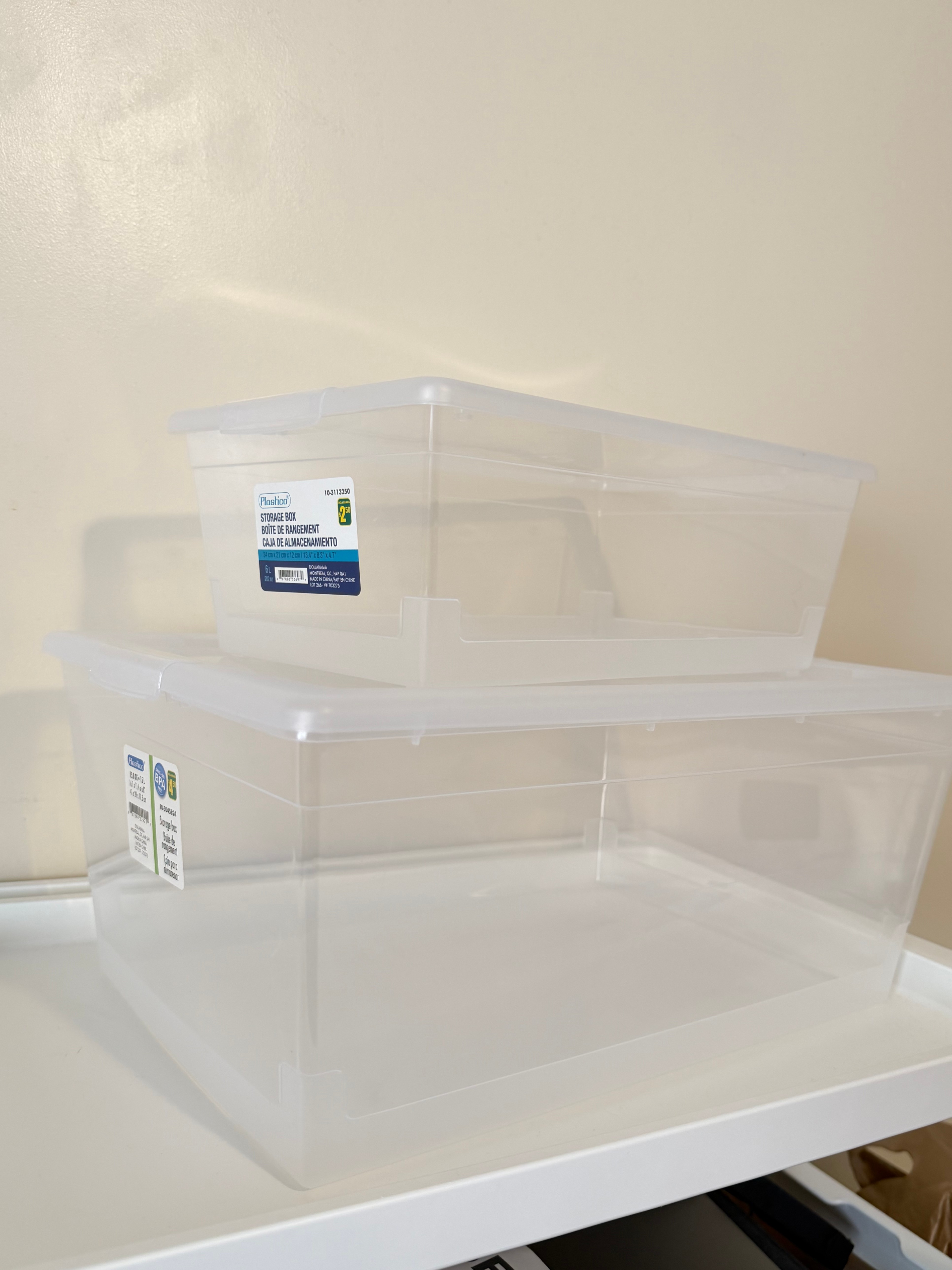 Set of 2 Plastico Clear Storage Boxes with Lids – 6L & 15L