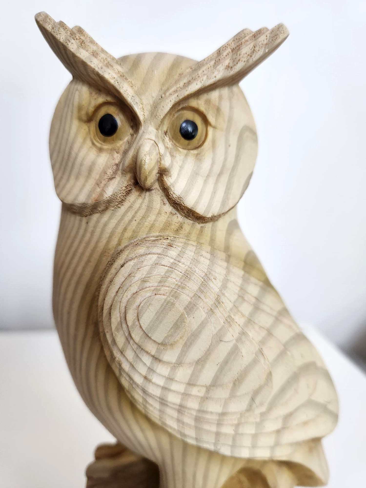 Great-Horned Owl Figurine on Stump - "Carved Wood Appearance" - photo 5