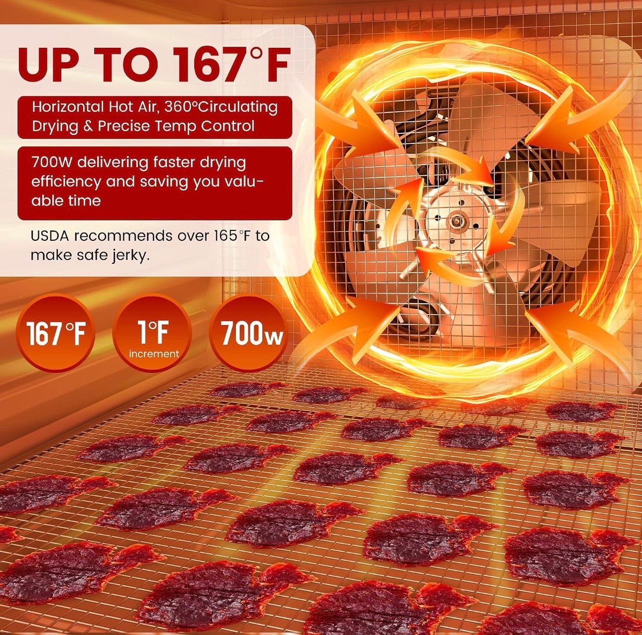 Food Dehydrator Machine 700W Stainless Steel Trays Digital Timer - photo 4