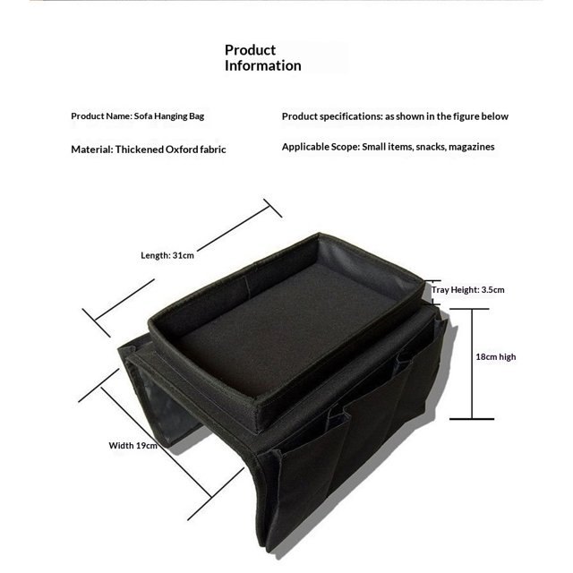 Black Sofa Armrest Hanging Bag Organizer - photo 3
