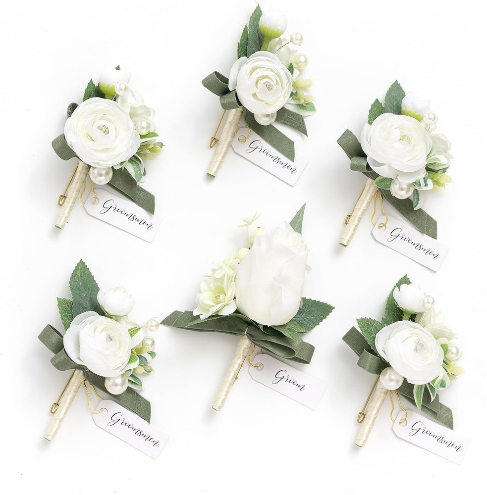 Ling’s Moment Men’s Boutonniere Set – 6 Pcs Wedding - photo 5