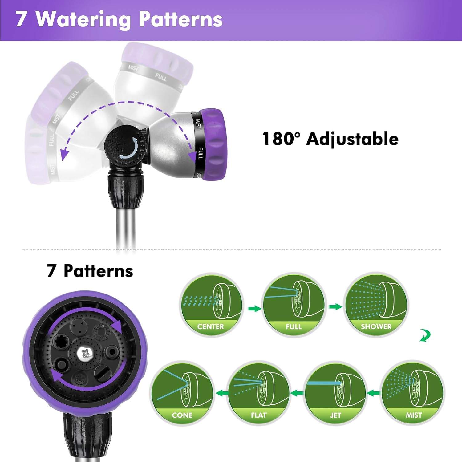 RESTMO 16" Heavy Duty Metal Garden Hose Wand – 7 Patterns - photo 5