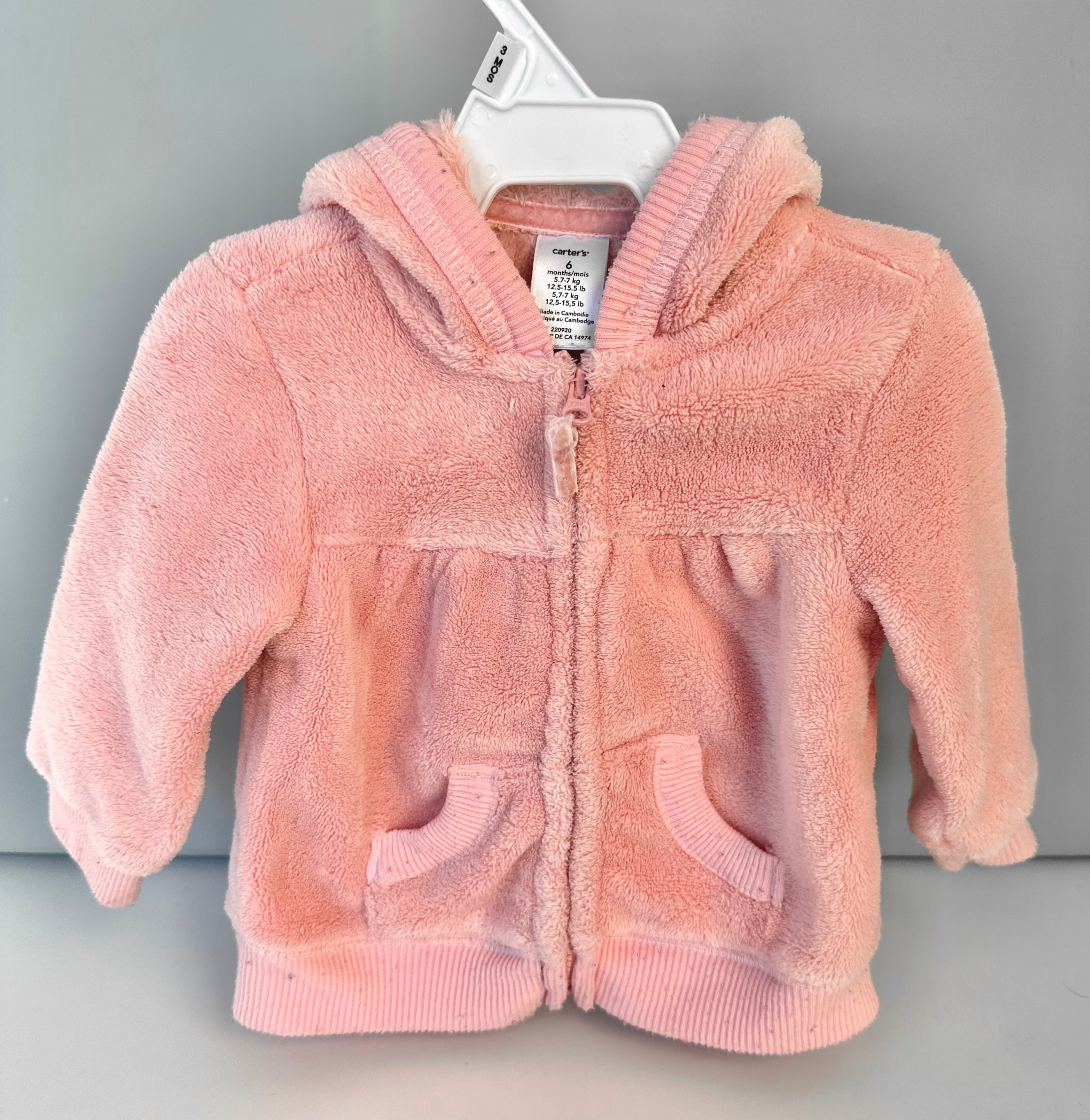 Baby Girl Fleece Hooded Zip Sweater - Carter's - 6-9 Months
