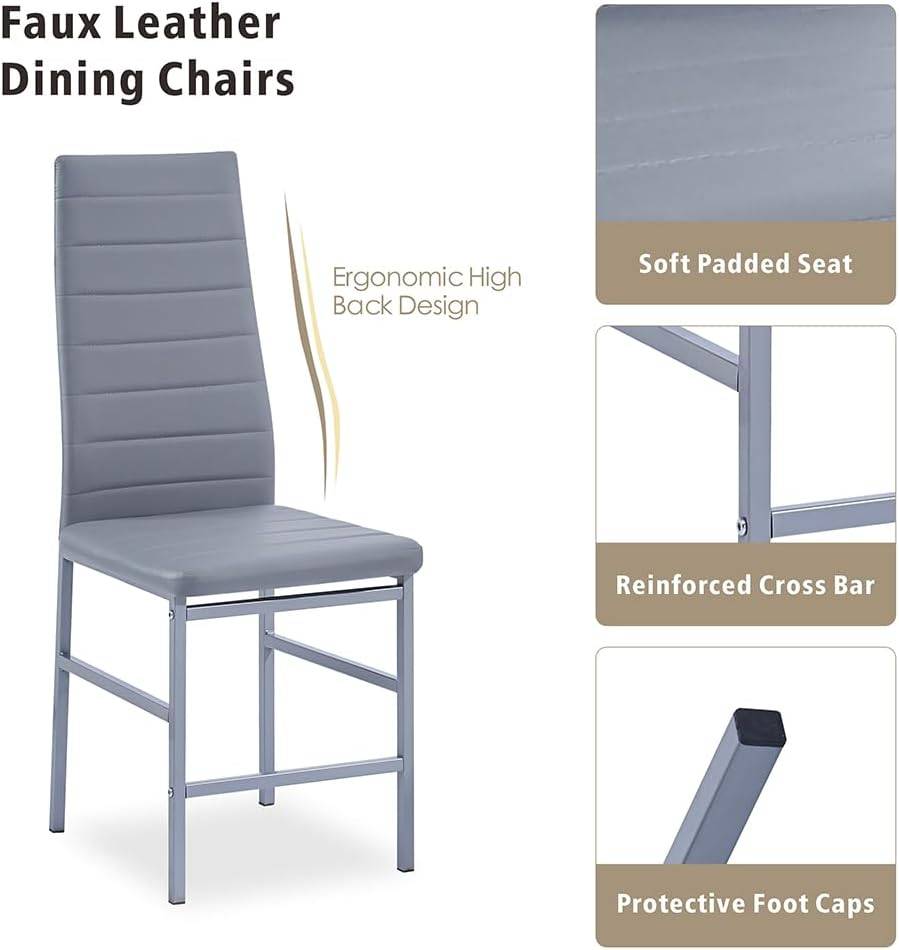 Brand New Gray Leatherette Dining Chairs (set of 4)