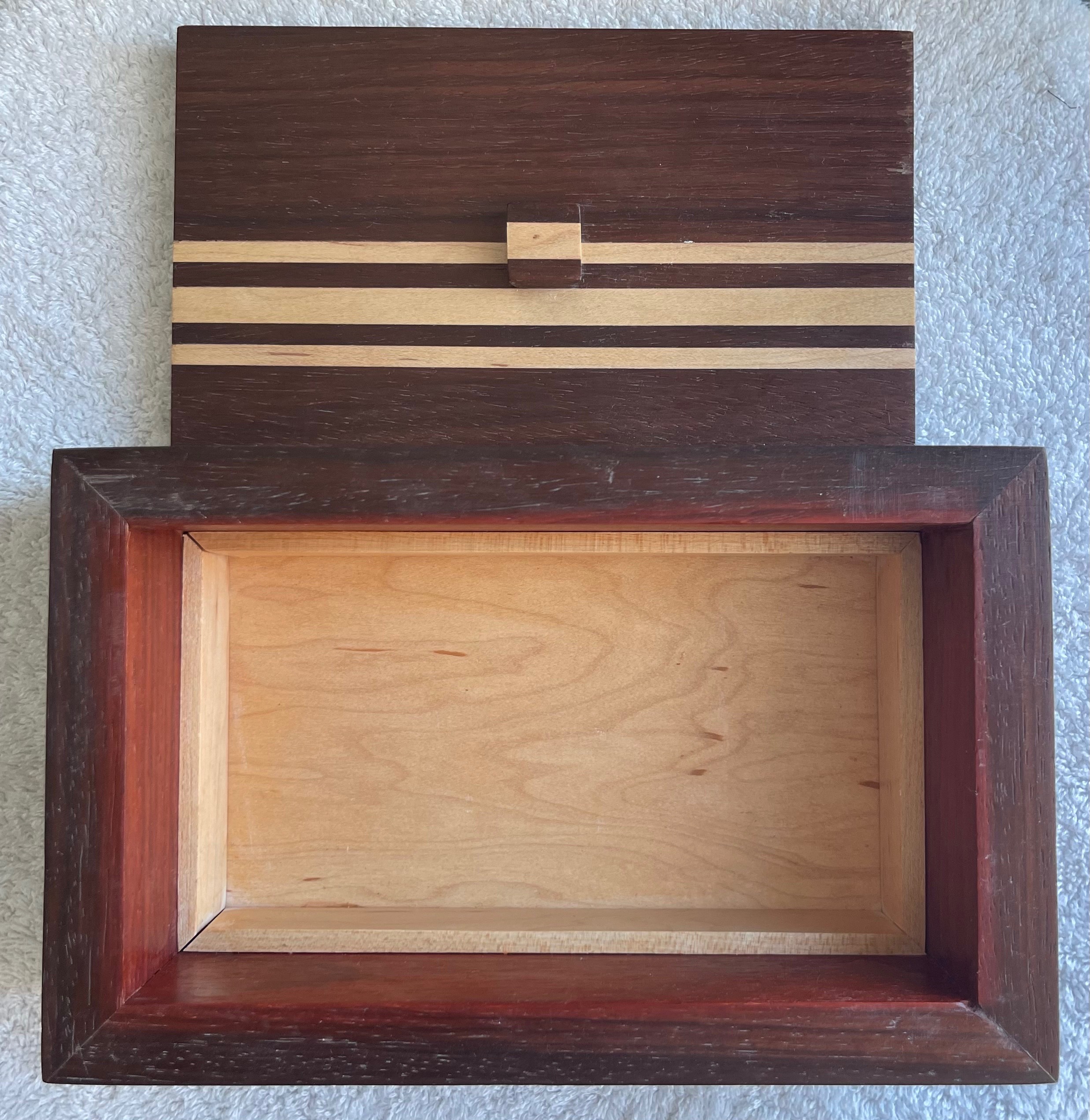 Handcrafted Artisan Wood Valet Keepsake Box w/ Inlay Lid - photo 3