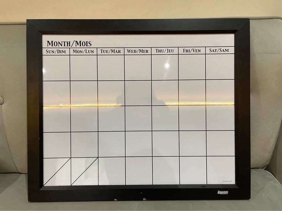 Calendar Whiteboard with Black Frame