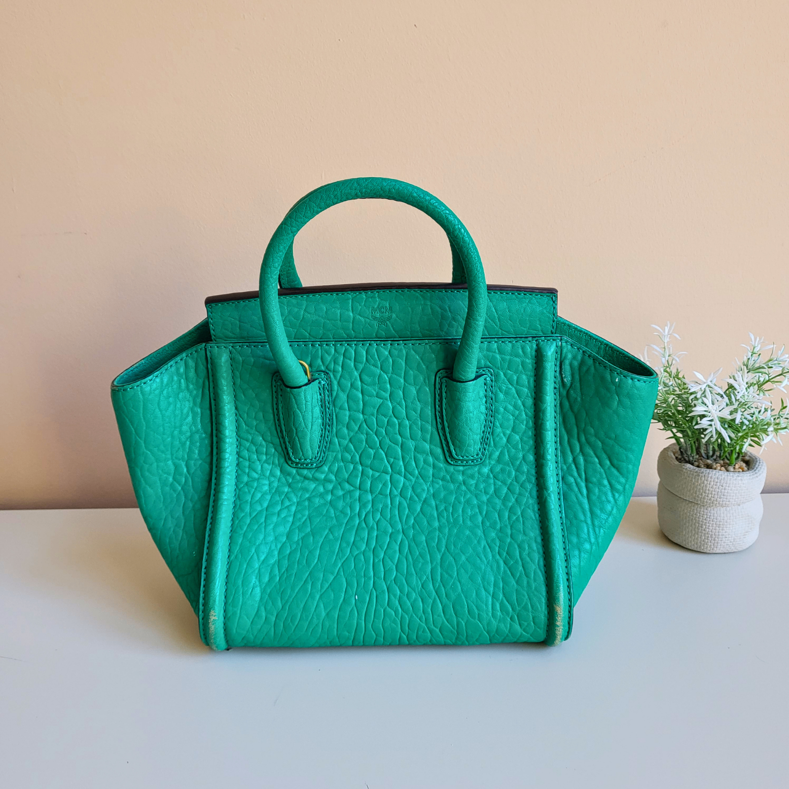 MCM - Mini Oasis Green Satchel Tote With Tags - Pre-Loved! 👜