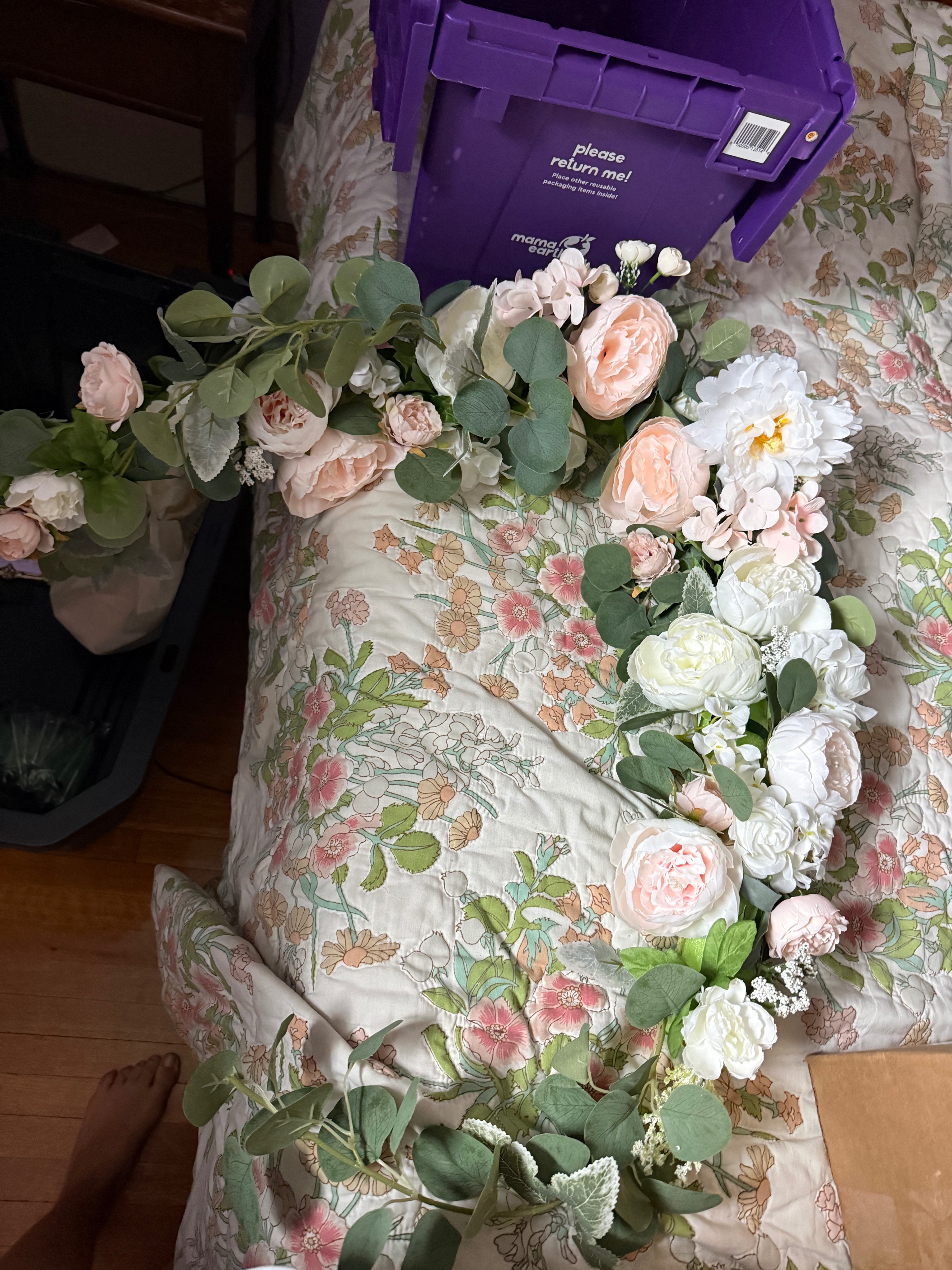 Artificial Flower Garland with Peonies and Eucalyptus - photo 4