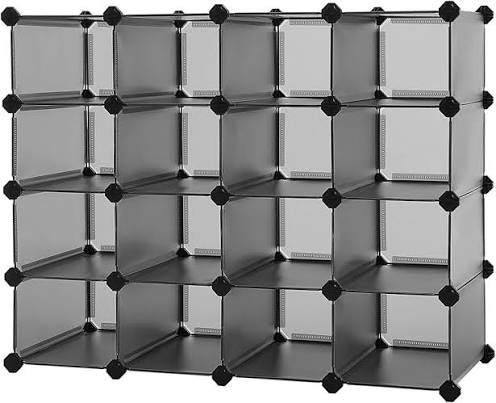 SONGMICS 16-Cube Modular Storage Organizer / Shoe Rack (Grey)