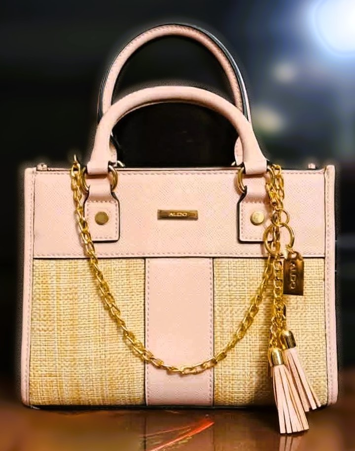 New ALDO Myra Satchel Raffia Upgraded Gold Chain - photo 3