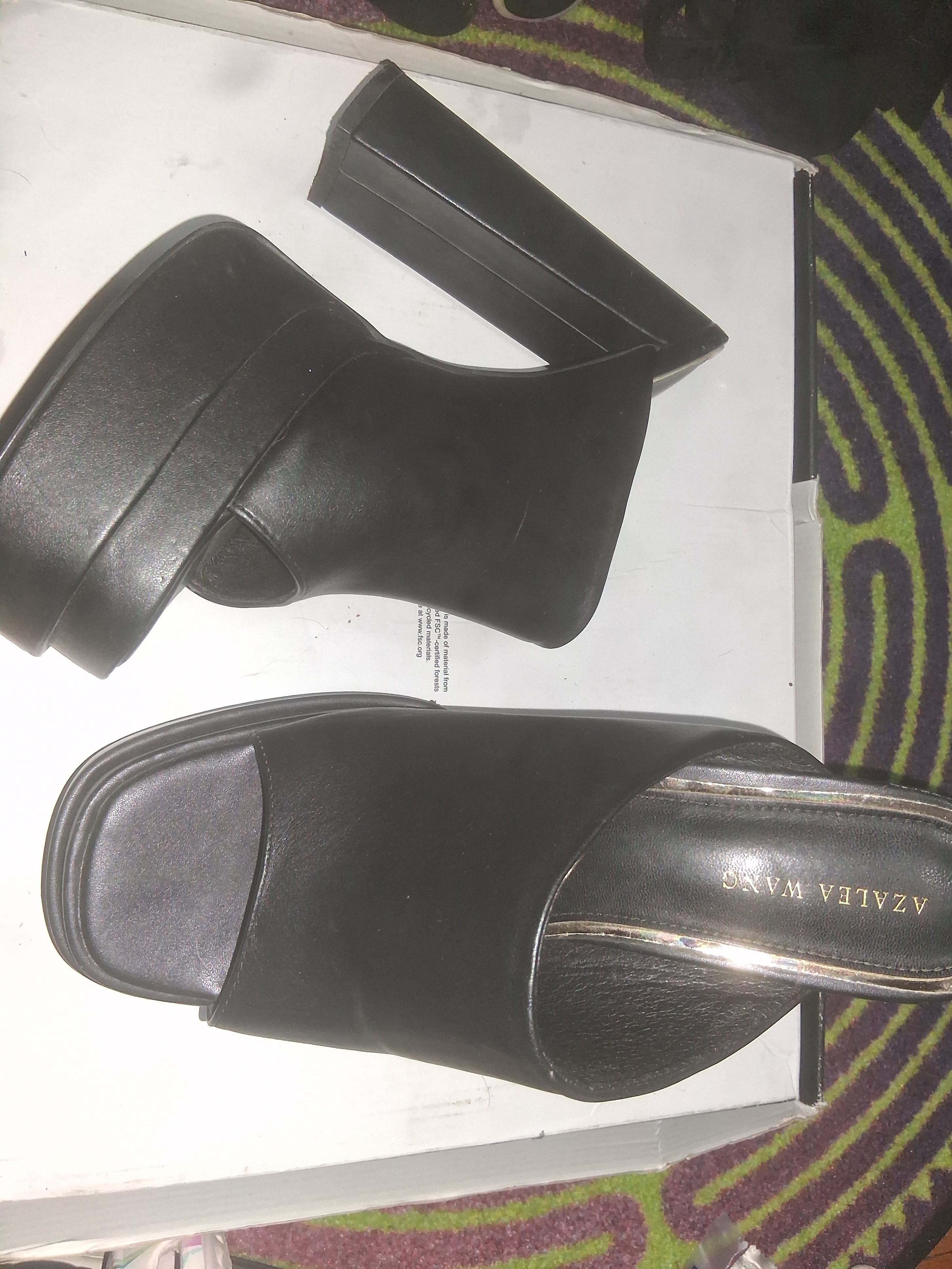Azalea Wang Black Platform Mule Heels