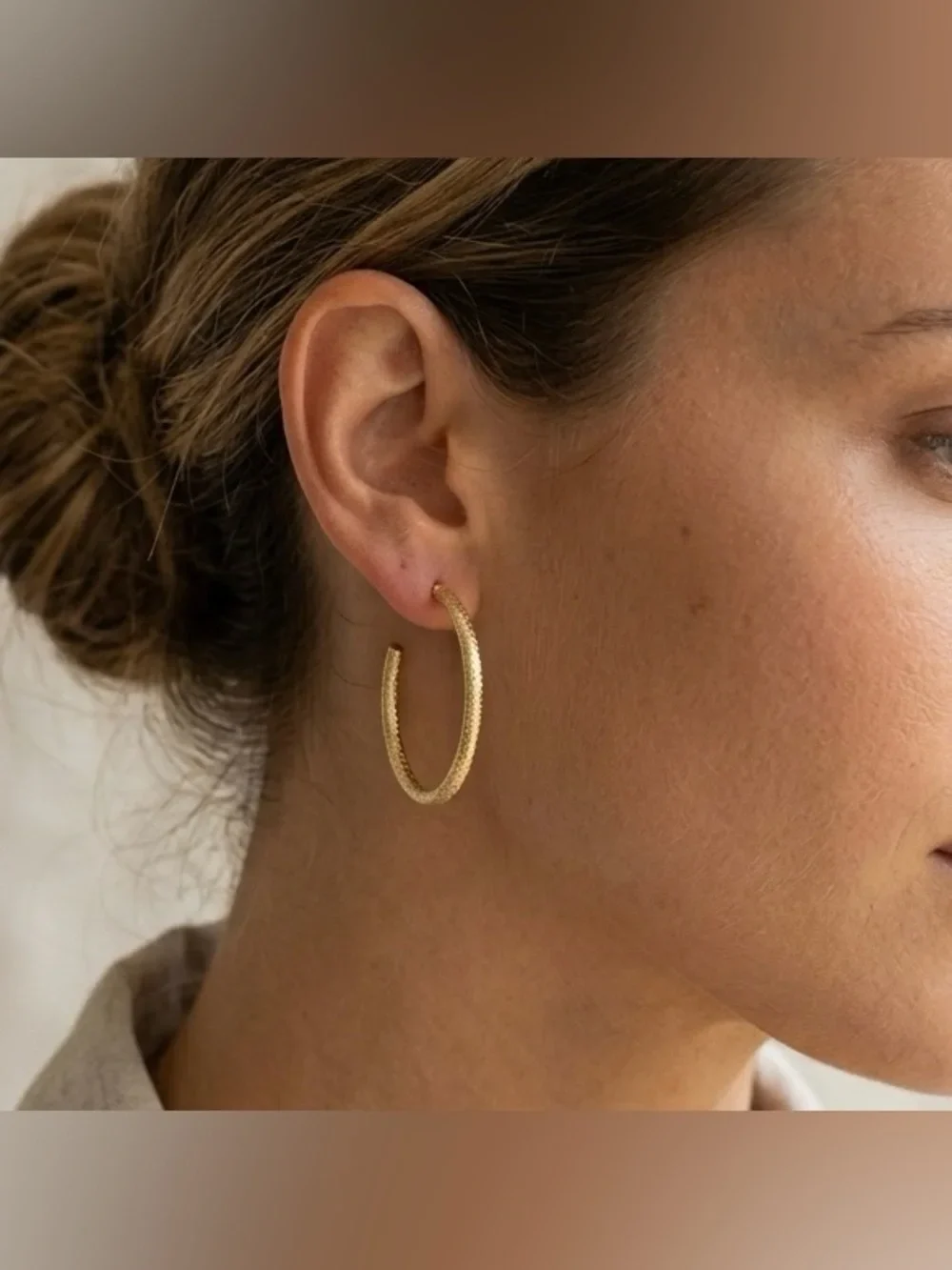 MyStyle Elegant Textured Gold Hoop Earrings