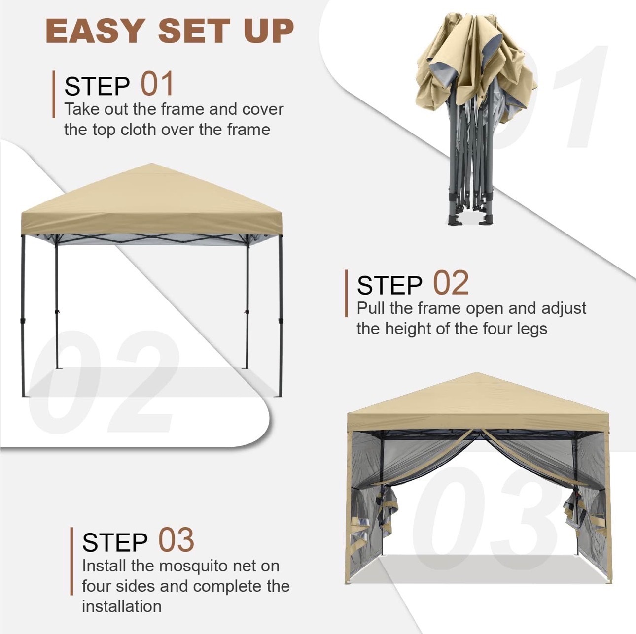 MASTERCANOPY 8x8 Pop Up Canopy Tent & Netting/UV/Bug+WaterProof - photo 3
