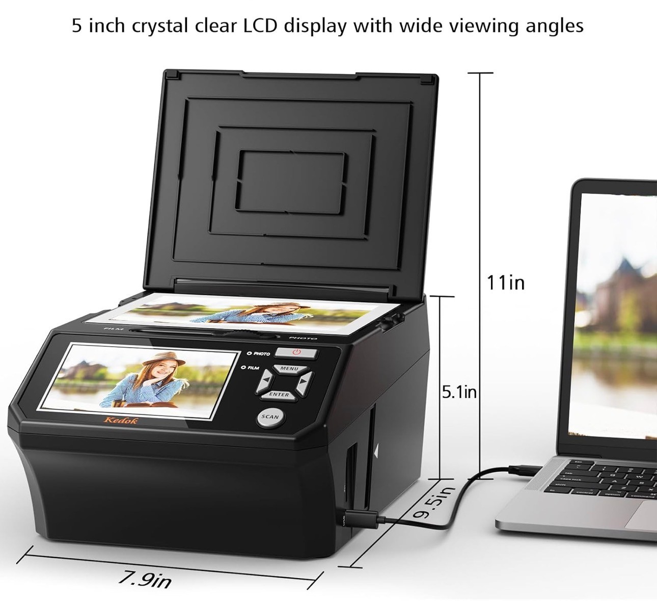 Film & Photo Scanner 5" Screen Converts 135/110 Film Negatives - photo 2