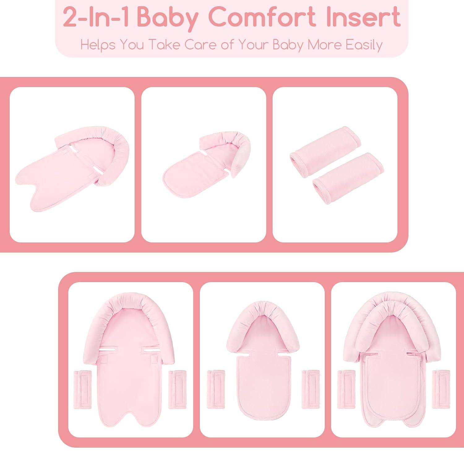 NEW~ Pink Infant Car Seat Head Support Insert - photo 3