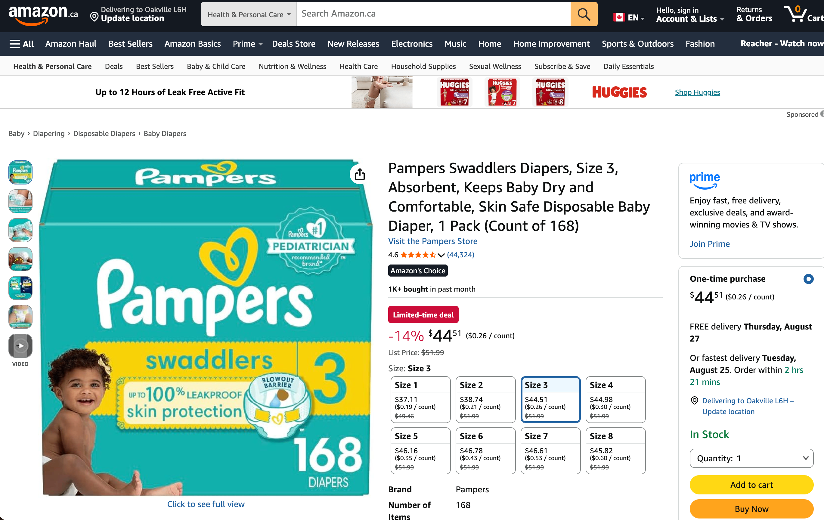Pampers Swaddlers Diapers, Size 3 - photo 3
