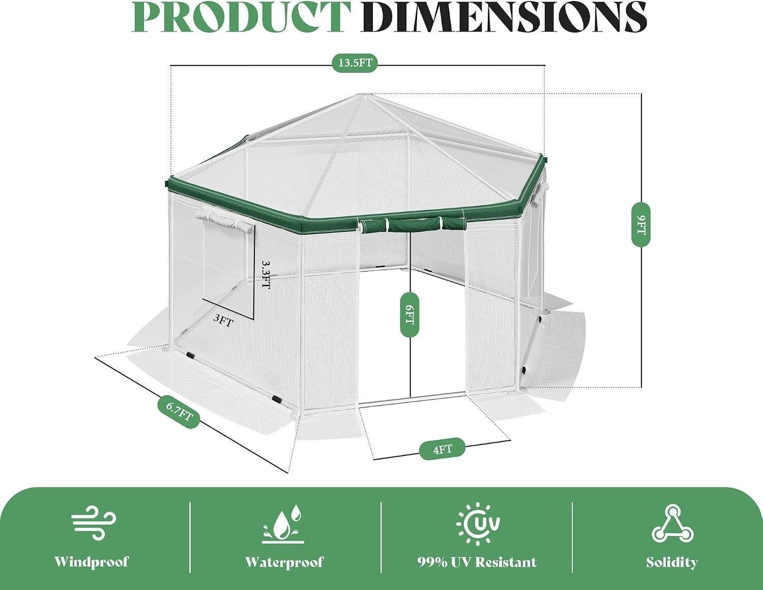 AMERLIFE 13.5x13.5x9 FT Tunnel Greenhouse for Outdoors - photo 2