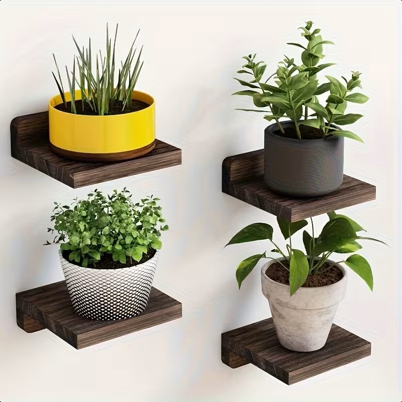 Small Floating Shelves in Rustic Wood (4 pcs.)
