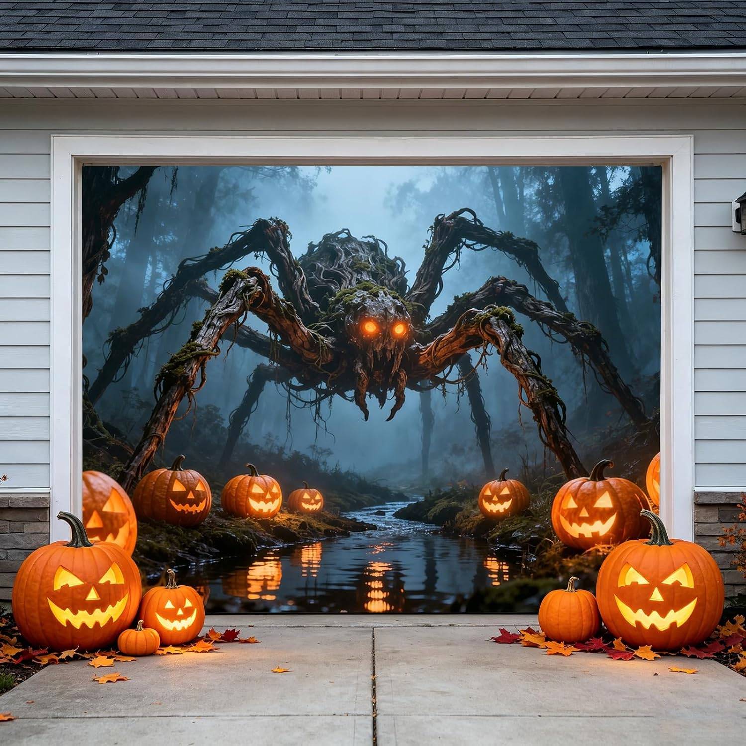 Halloween Garage Door Banner Giant Spider