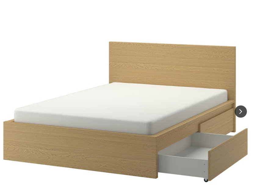 IKEA MALM High Bed Frame, Queen Size w/ 4 Storage Boxes - photo 3