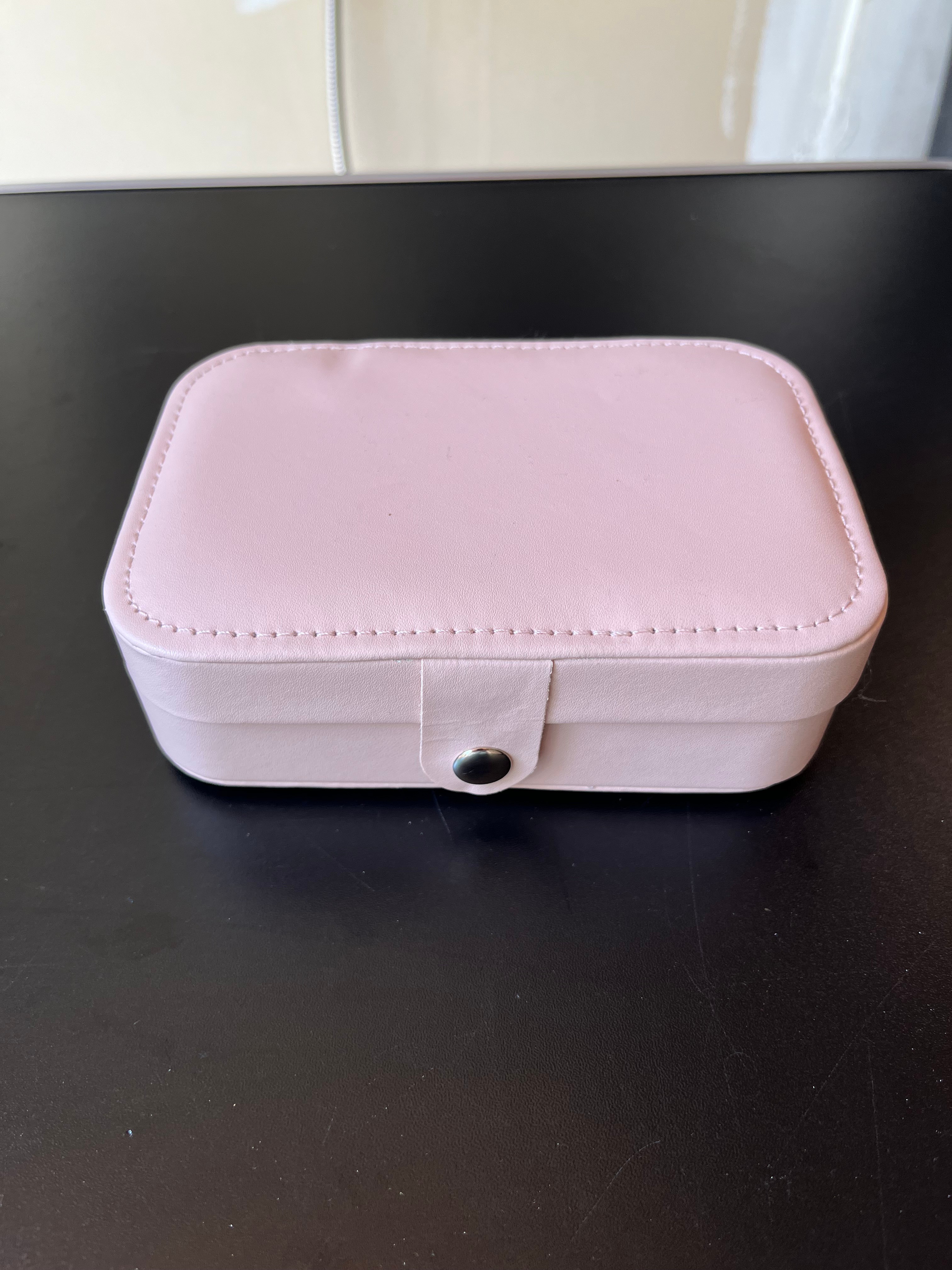 Portable Travel Jewelry Box Faux Leather Light Pink - photo 2