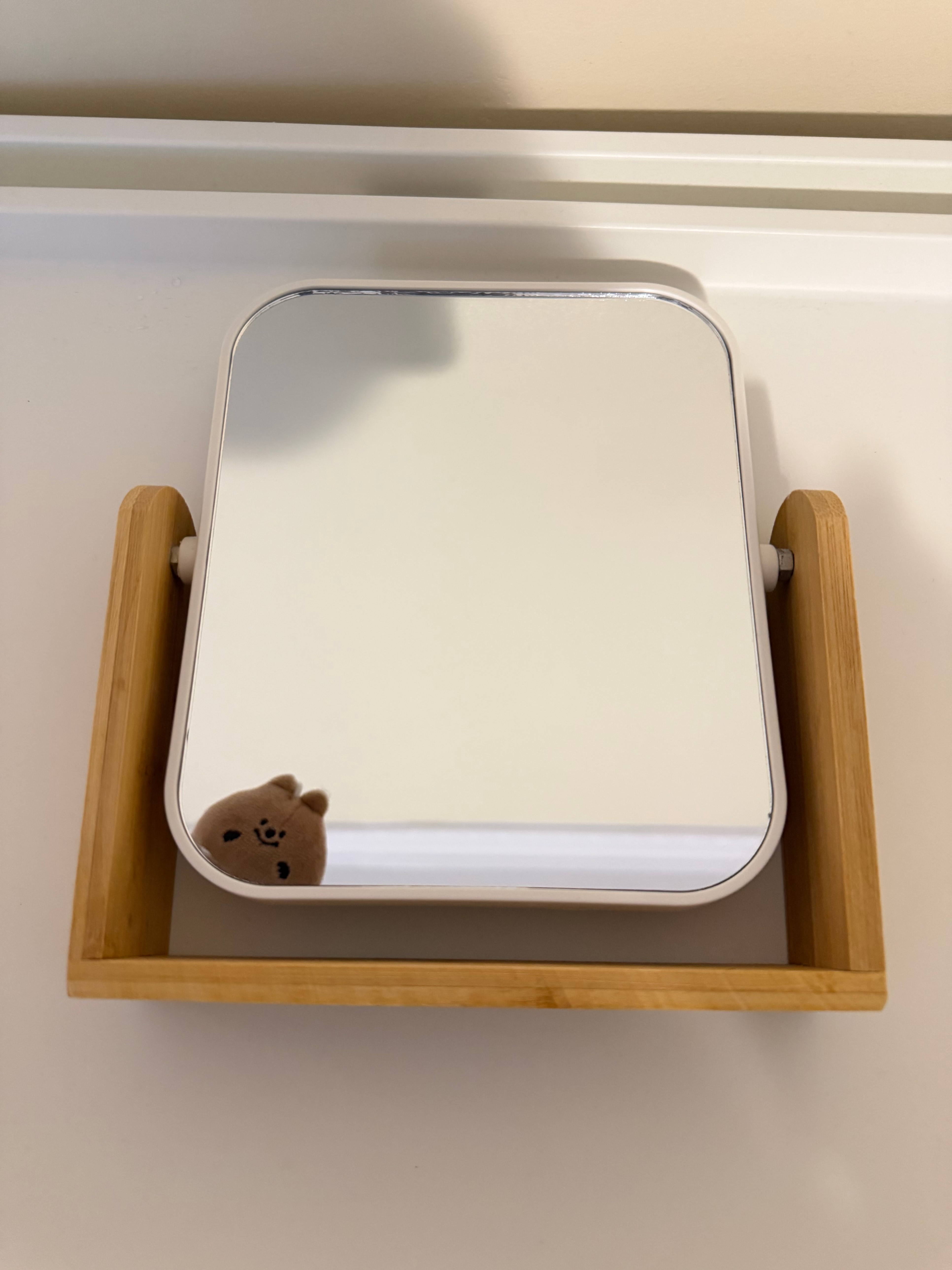 Double-Sided Vanity Mirror with Bamboo Stand - photo 5