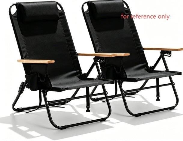 Black Folding Camp Chairs - Set of 2
