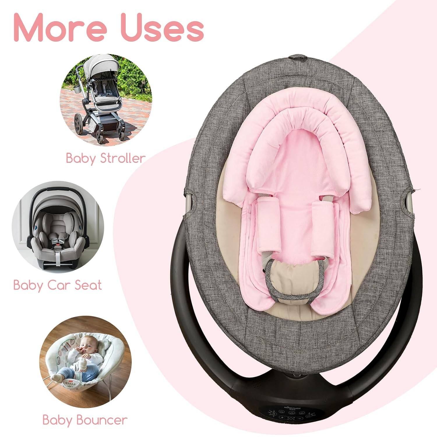 NEW~ Pink Infant Car Seat Head Support Insert - photo 5
