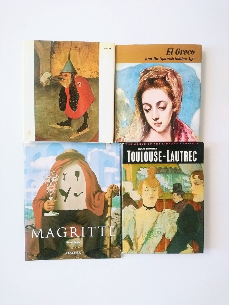 Bosch, El Greco, Magritte, Toulouse-Lautrec books!!