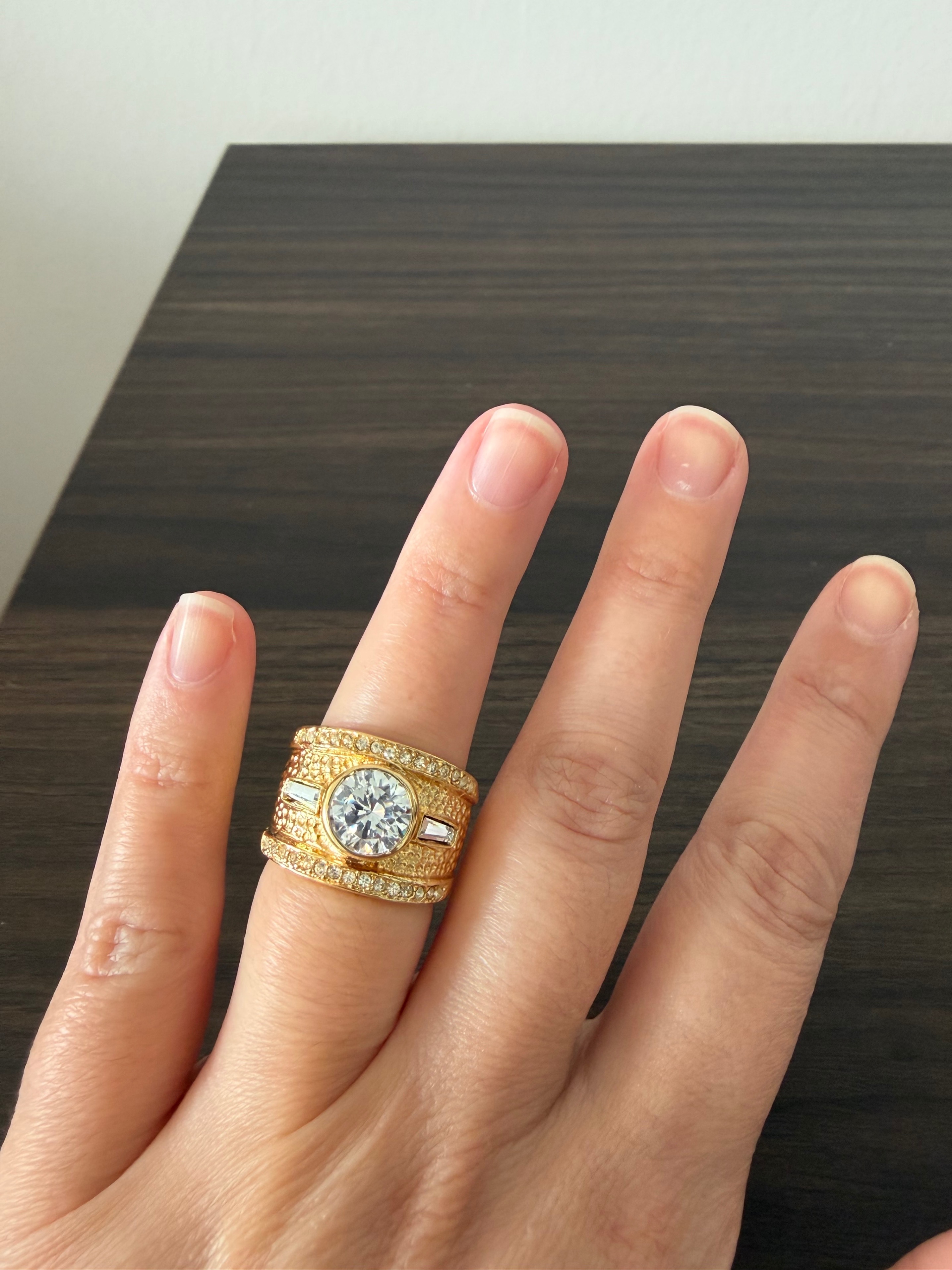 Vintage Ivana Pave Crystal Ring Gold Tone Size 6 - photo 3